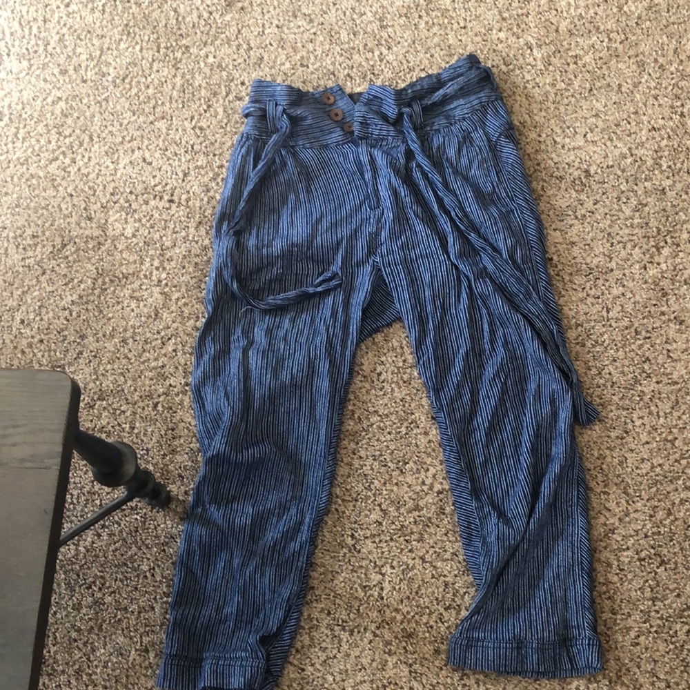 Navy blue striped free people pants